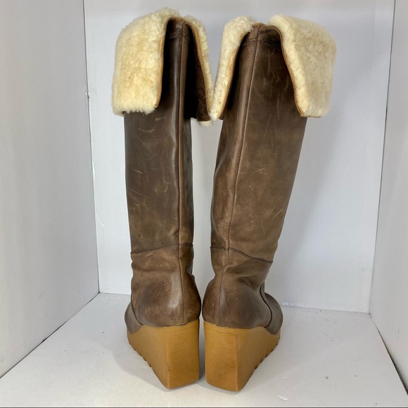 Michael Kors leather and shearling wedge boots size 9 - Picture 4 of 5